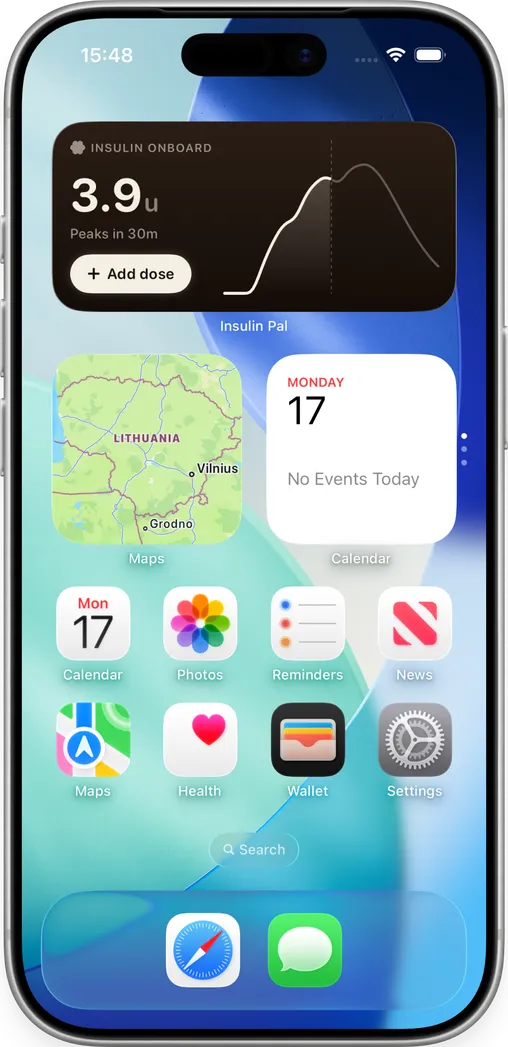 Home Screen widget with current insulin numbers
